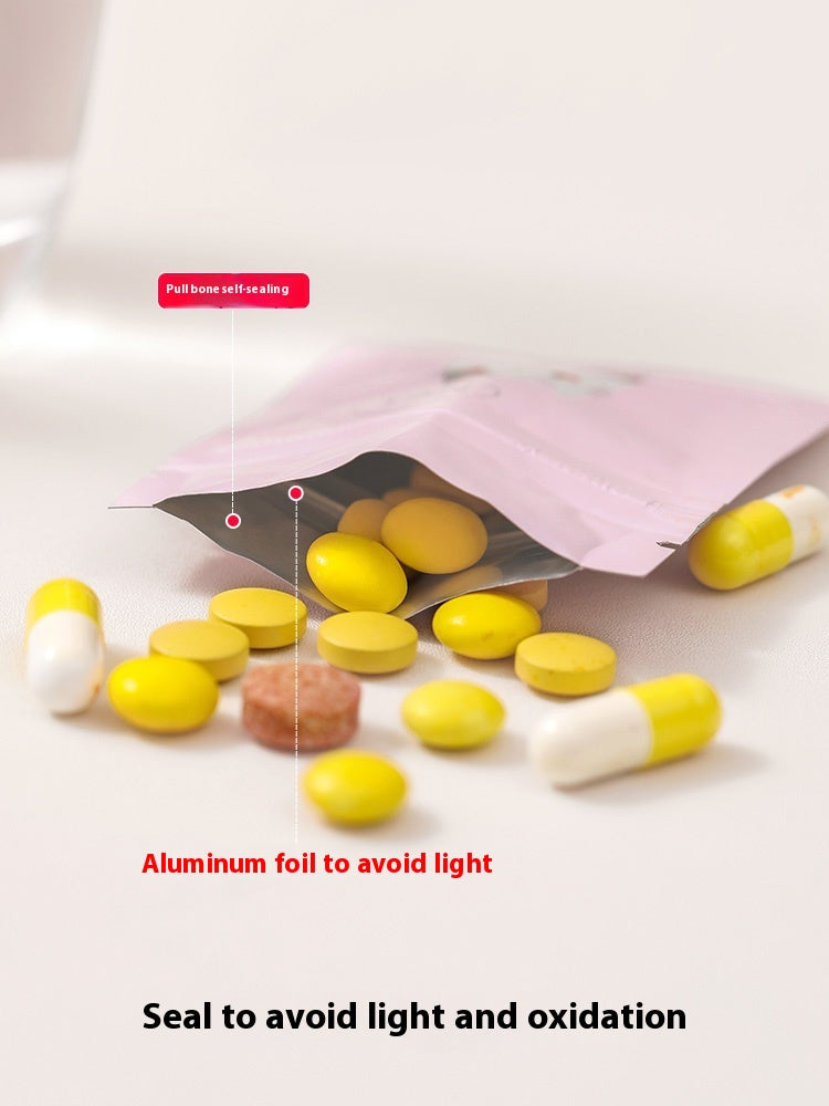Light-Proof Aluminum Foil Pill Bag Pink Portable Small Pill Bag Ziplock Pill Bag