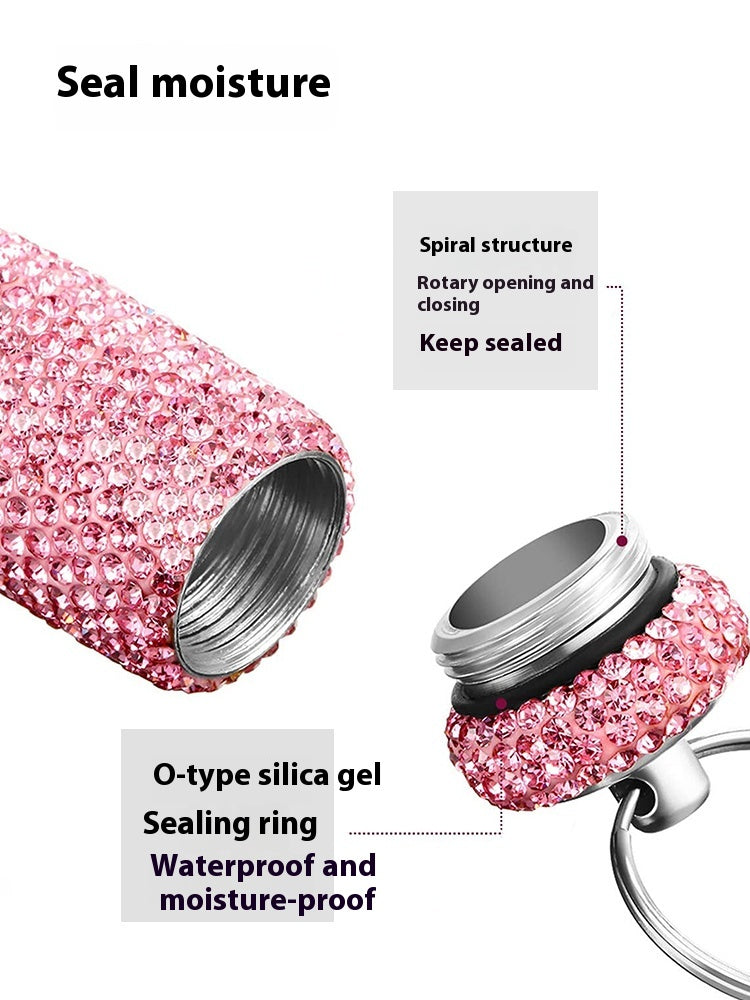 Handmade Colored Diamond Mini Pill Box Key Pill Box Necklace Pill Bottle