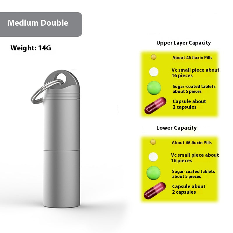 Pure titanium pill box Portable small pill bottle Keychain pill box