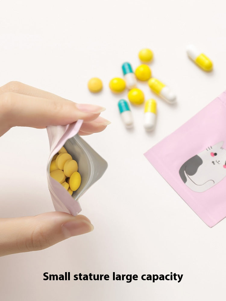 Light-Proof Aluminum Foil Pill Bag Pink Portable Small Pill Bag Ziplock Pill Bag