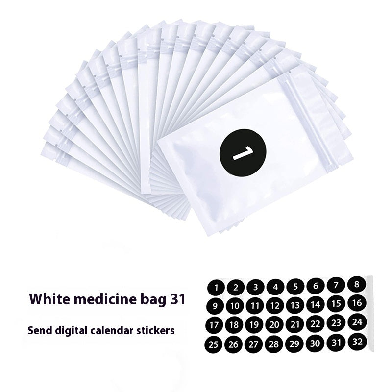 31-Day Pill Bag, Portable Sealed Aluminum Foil Pill Bag,Ziplock Pill Bag