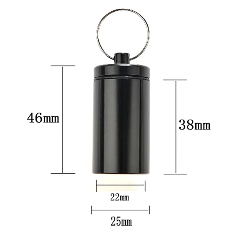 Waterproof Aluminum Alloy Pill Box Keychain Large Size
