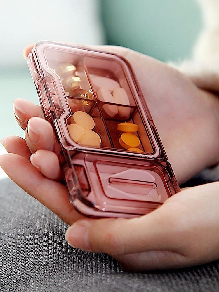 Pill Splitter Pill Box Set 4 Partition Pill Box