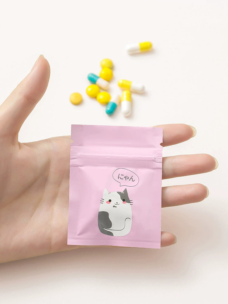 Light-Proof Aluminum Foil Pill Bag Pink Portable Small Pill Bag Ziplock Pill Bag