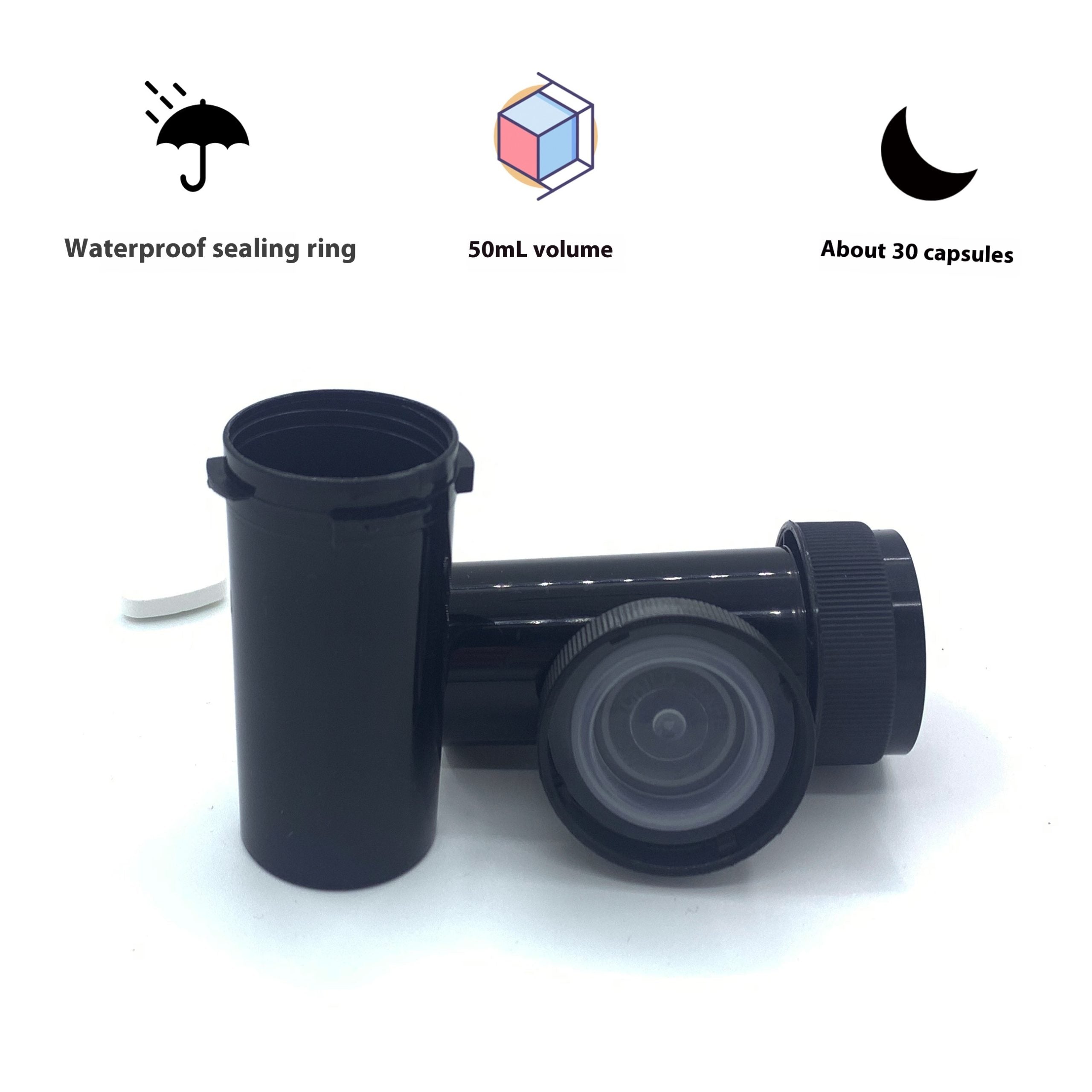 Black light-proof safety lock medicine bottle 50mL
