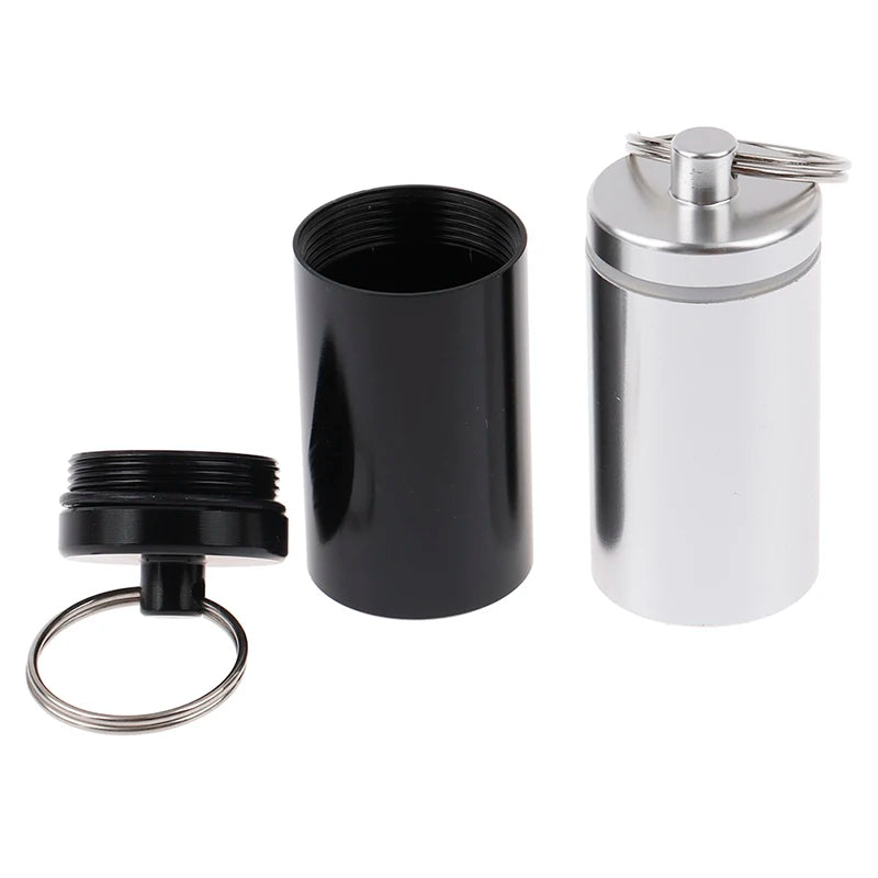 Waterproof Aluminum Alloy Pill Box Keychain Large Size