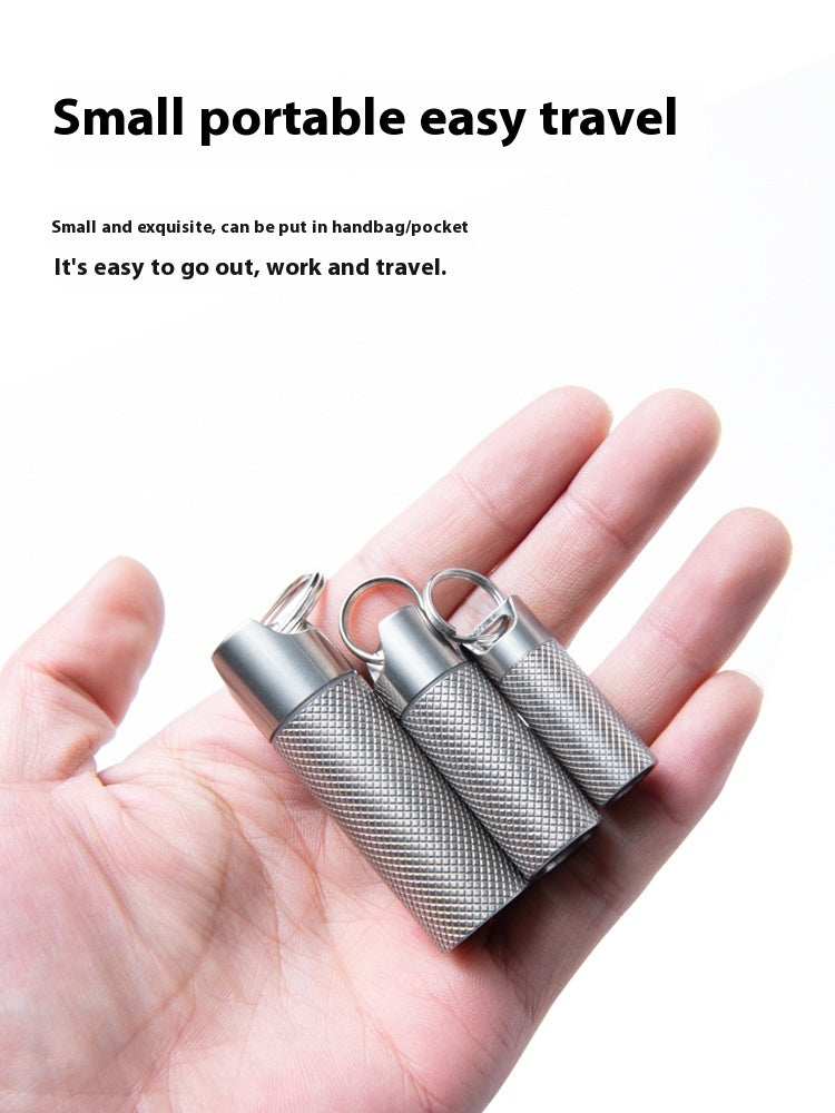 Titanium alloy pill bottle jewelry keychain pill case