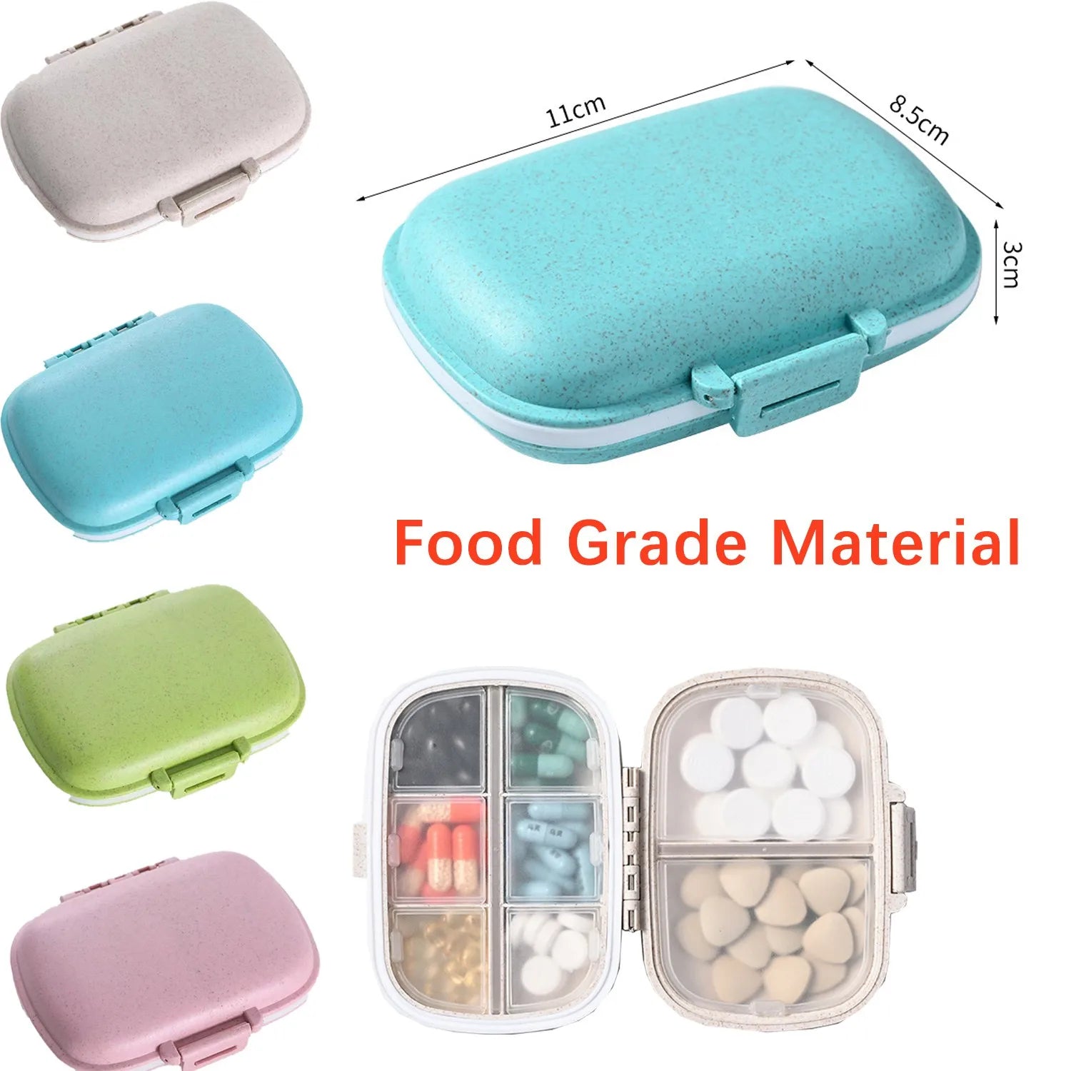 Mini portable pill box with seal, multiple colors to choose,8 color options