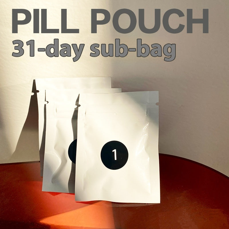 31-Day Pill Bag, Portable Sealed Aluminum Foil Pill Bag,Ziplock Pill Bag