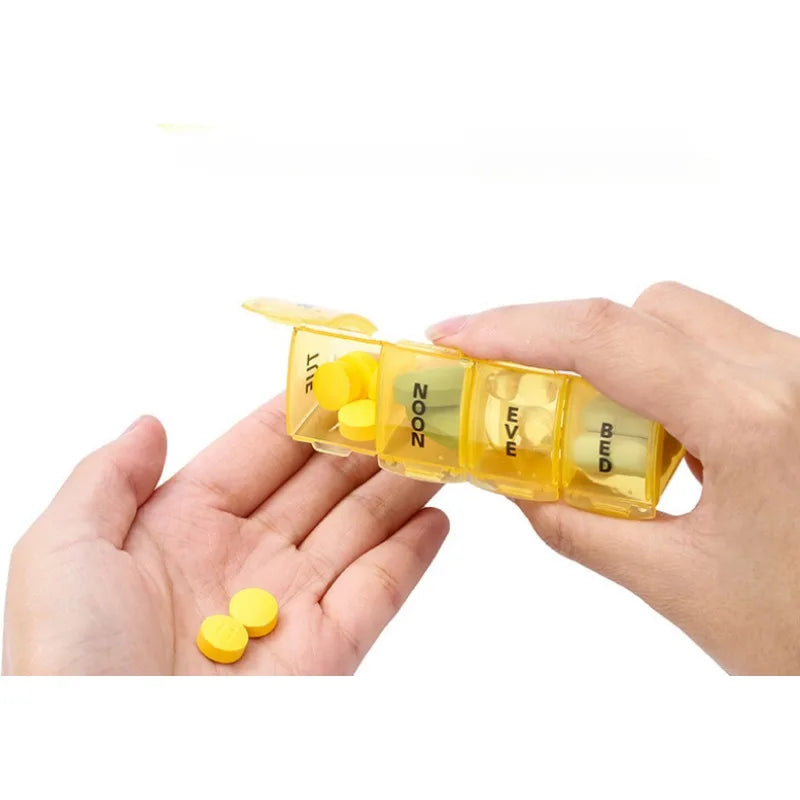 Cylindrical weekly medicine storage box, 7-day pill box 4 times a day pill case