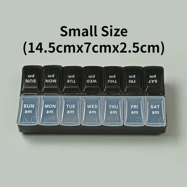 New weekly portable travel pill box 7 days 14 compartments AM and PM pill case