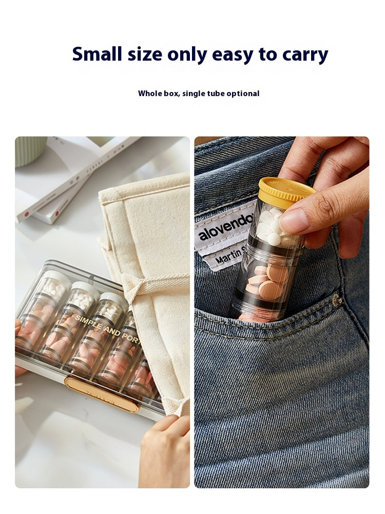 Sealed Portable Large-Capacity Pill Box, Seven-Day Pill Bottle Combination, One-Week Pill Case Set