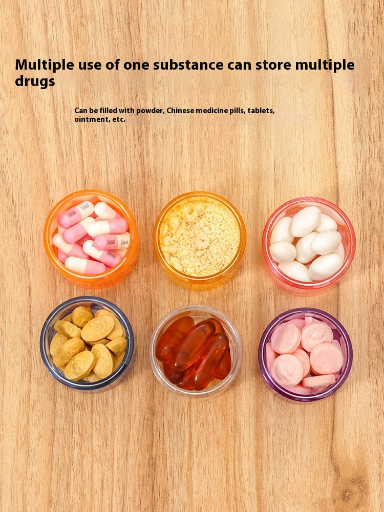 Portable 7-day combination pill box, detachable small pill box