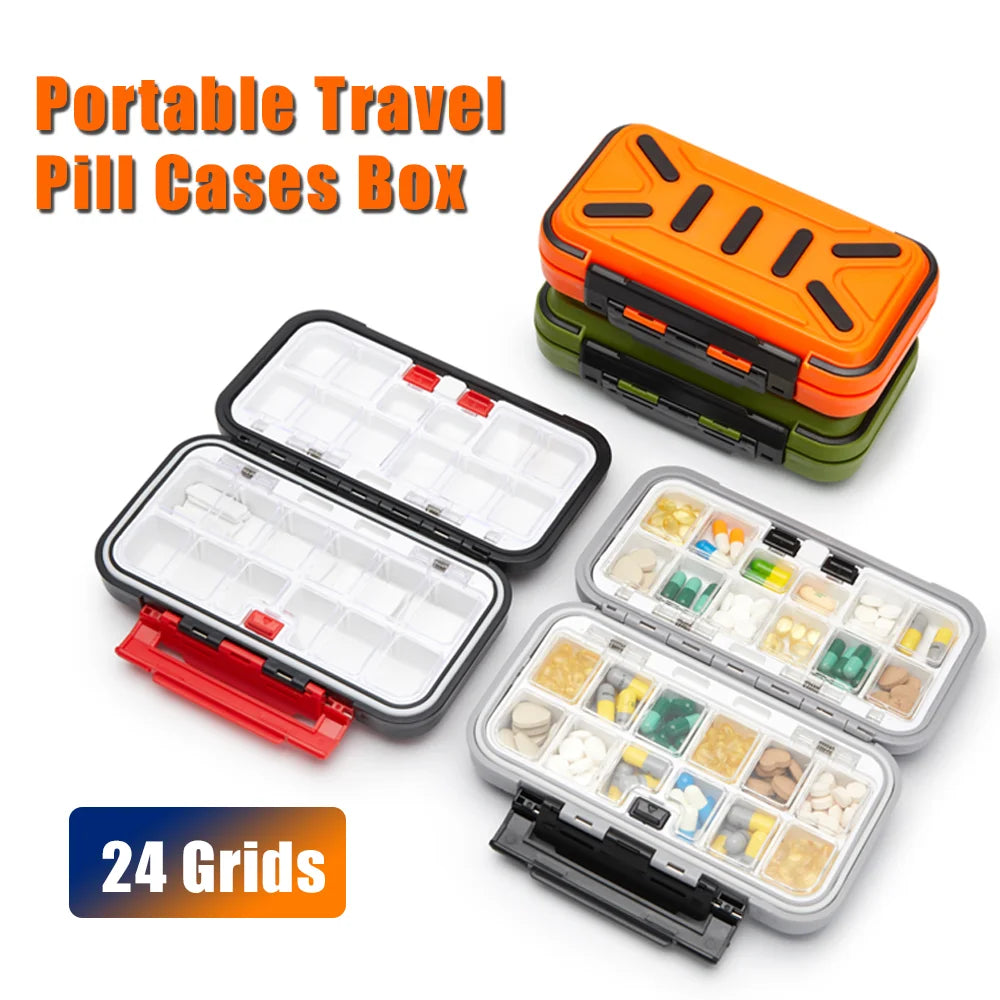 Outdoor travel, pill box 24 grid Pill Case, waterproof and drop-proof