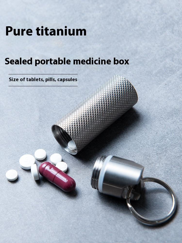 Titanium alloy pill bottle jewelry keychain pill case