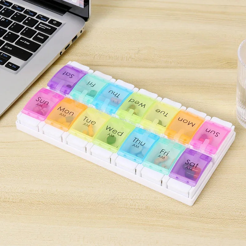 7-day pill case 2 pills per day AM/PM medicine box