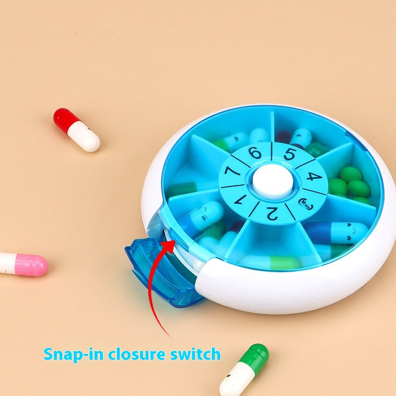 7-day rotating pill box, 7-grid pill case