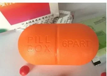 Pill shape, pocket travel pill box, 6 partitions