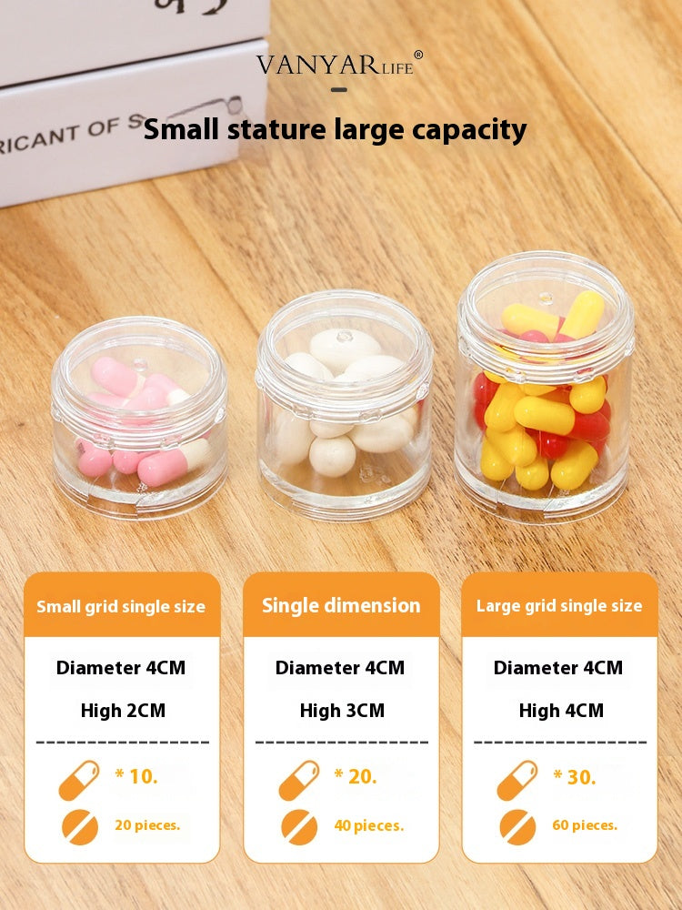 Portable 7-day combination pill box, detachable small pill box