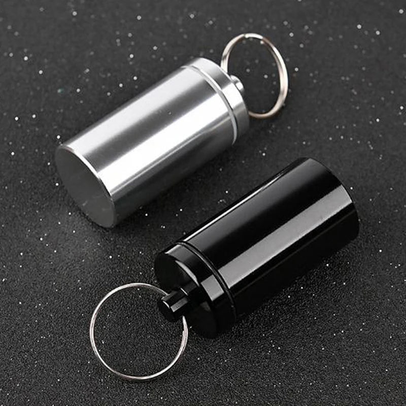 Waterproof Aluminum Alloy Pill Box Keychain Large Size