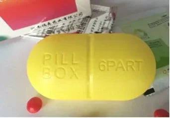 Pill shape, pocket travel pill box, 6 partitions