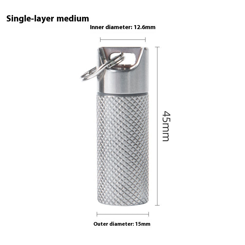 Titanium alloy pill bottle jewelry keychain pill case