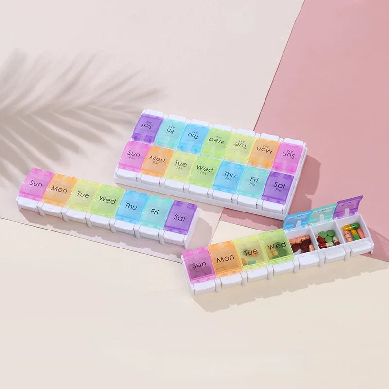 7-day pill case 2 pills per day AM/PM medicine box