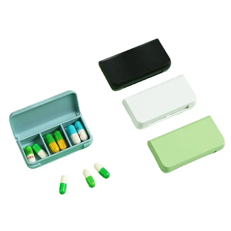 Three compartments for a day's pill storage box