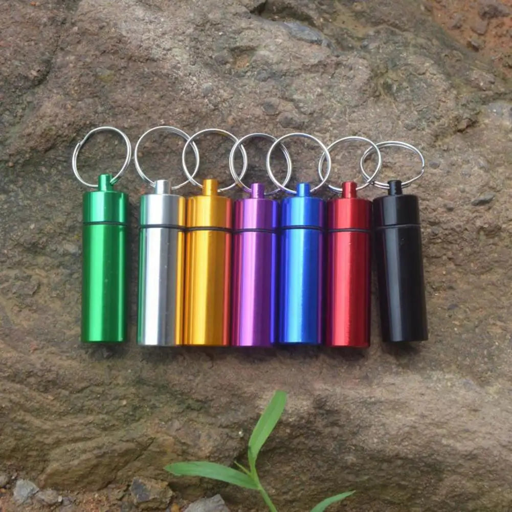 Mini pill box keychain aluminum alloy waterproof pill case right angle