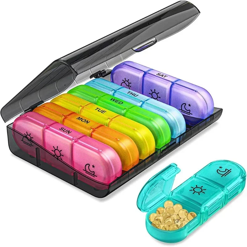 Complete set of 7-day pill storage box 21 compartments 3 times a day