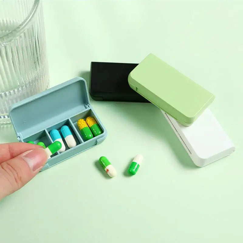 Three compartments for a day's pill storage box