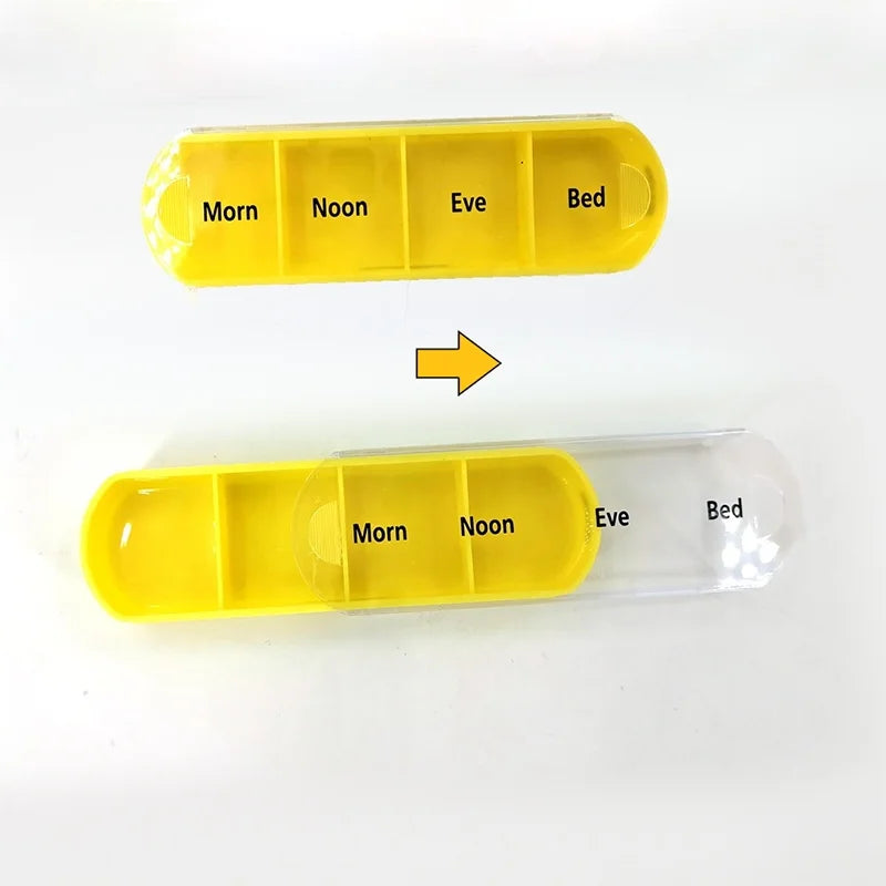 Portable drawer with four daily pill boxes, 7 days a week