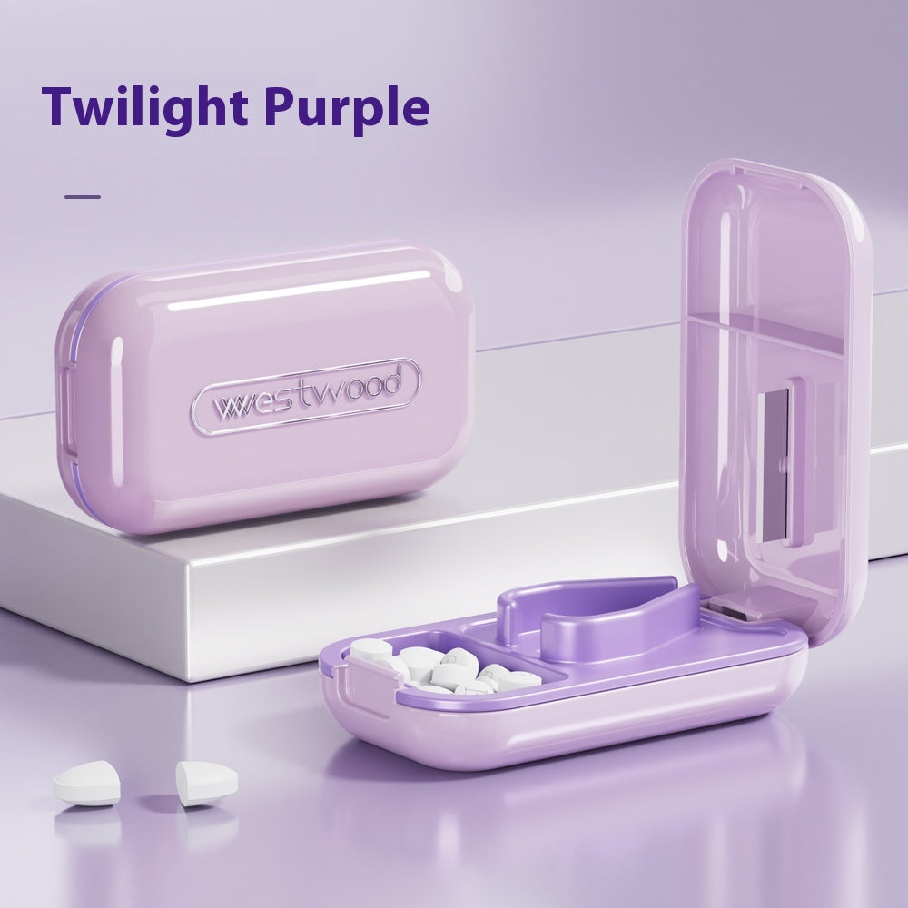 Pill splitter pill box 1 compartment pill box