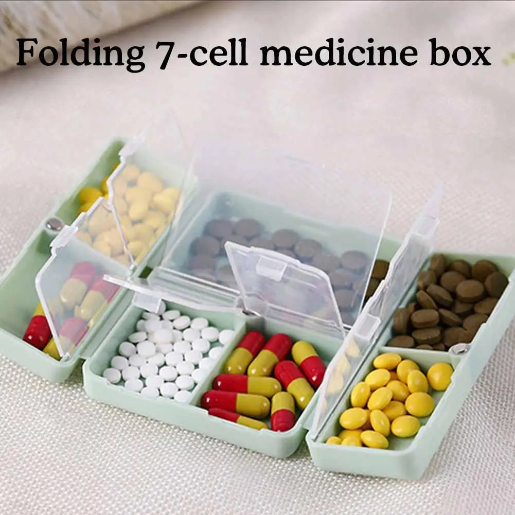 Foldable pill storage box, magnetic lid, 7-day pill box Daily pill case