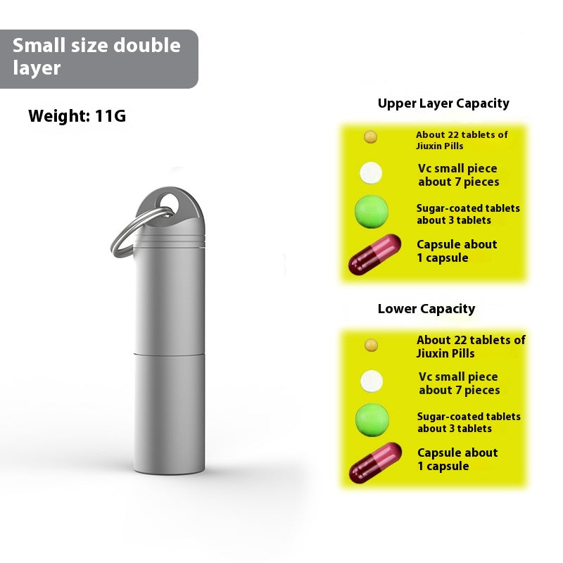 Pure titanium pill box Portable small pill bottle Keychain pill box