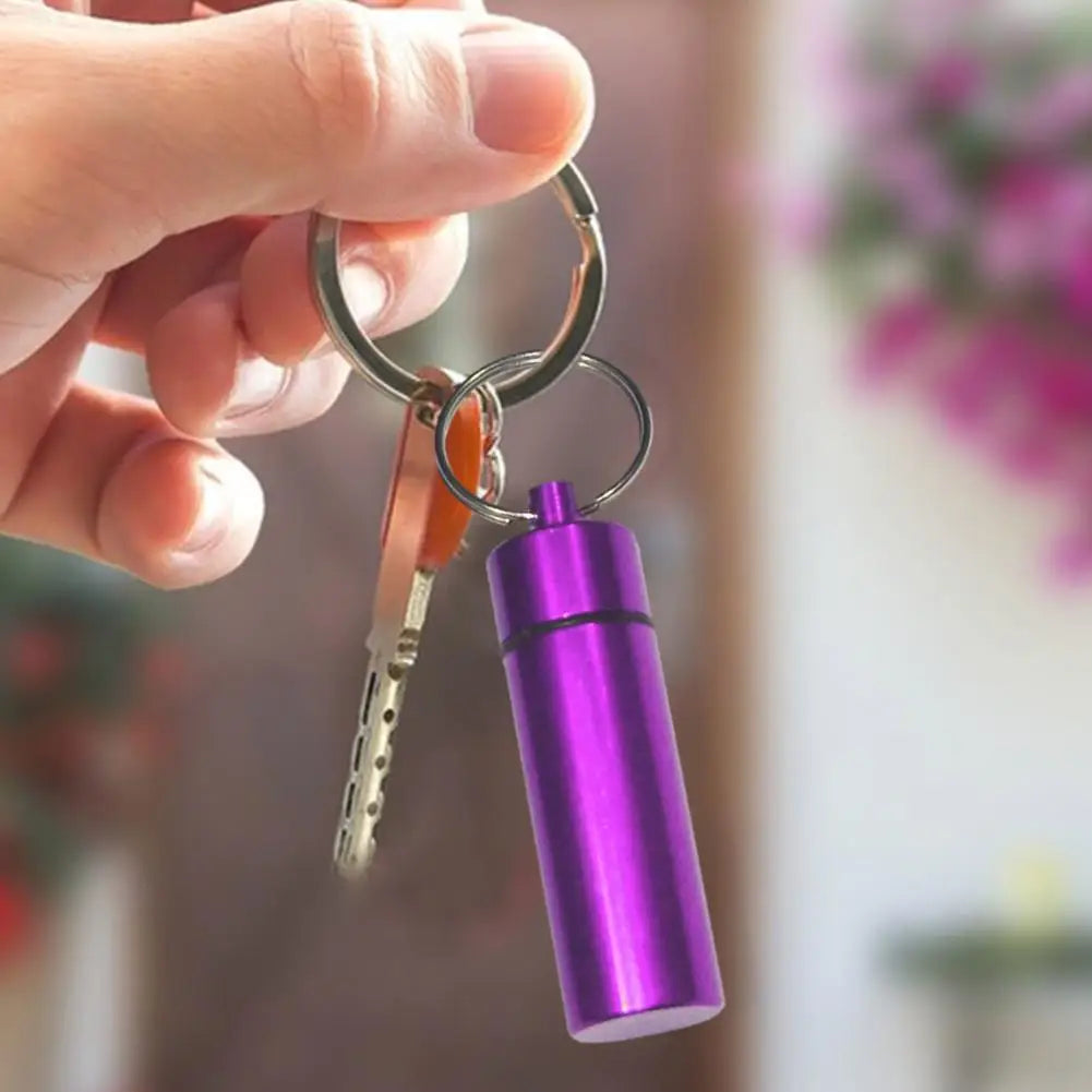 Mini pill box keychain aluminum alloy waterproof pill case right angle