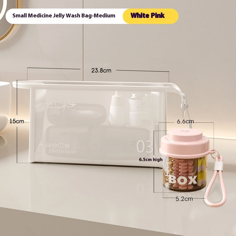 Round pill box with lid, pill box with lanyard, pill case for three meals a day