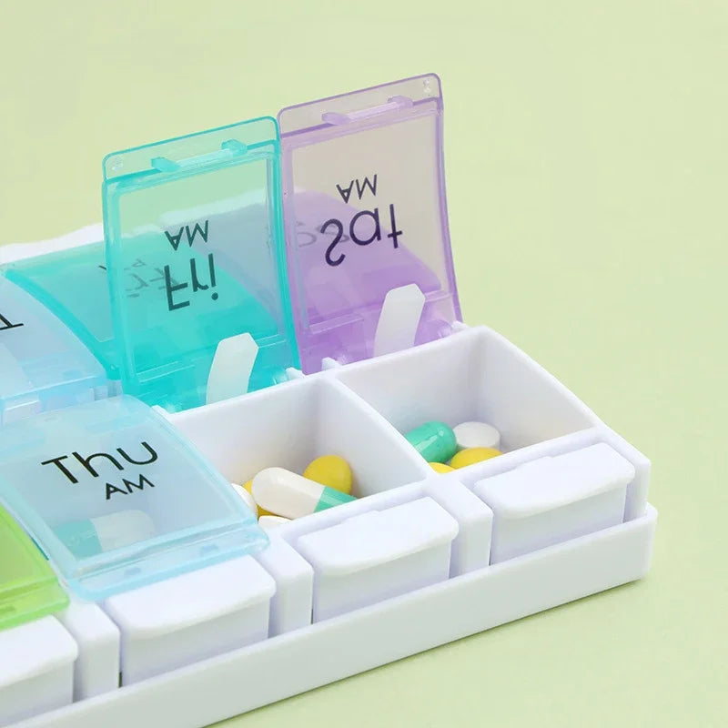 7-day pill case 2 pills per day AM/PM medicine box