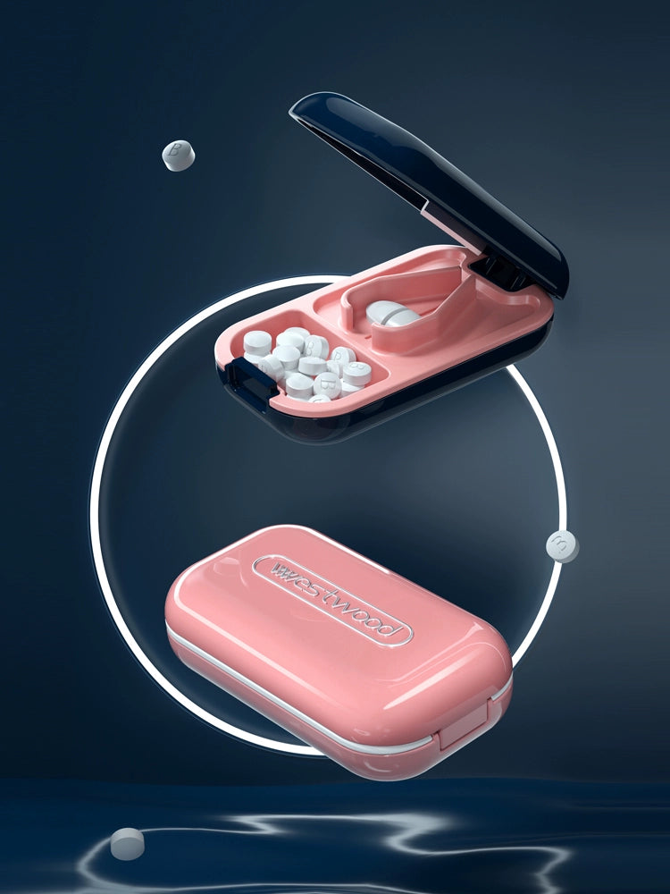 Pill splitter pill box 1 compartment pill box