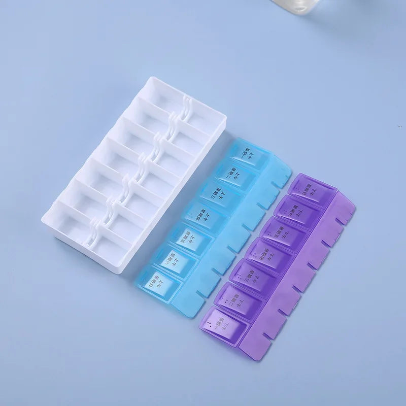 New weekly portable travel pill box 7 days 14 compartments AM and PM pill case