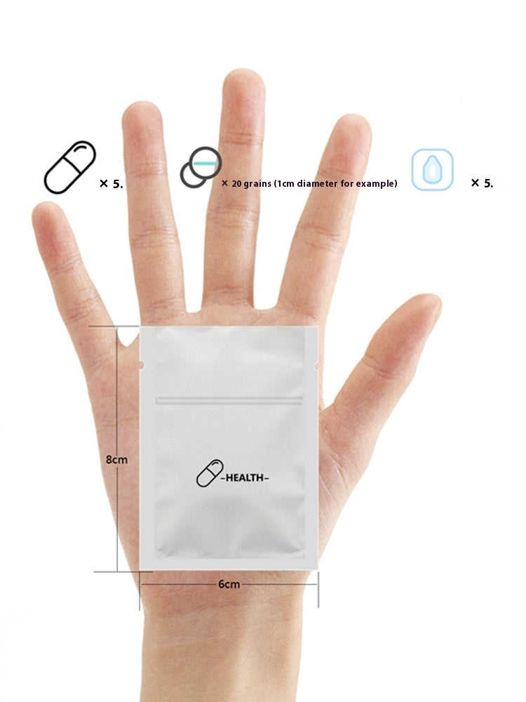 Portable aluminum foil pill bag, self-sealing pill bag