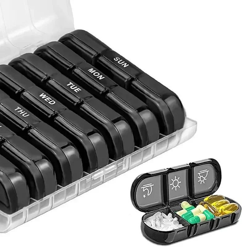 Complete set of 7-day pill storage box 21 compartments 3 times a day