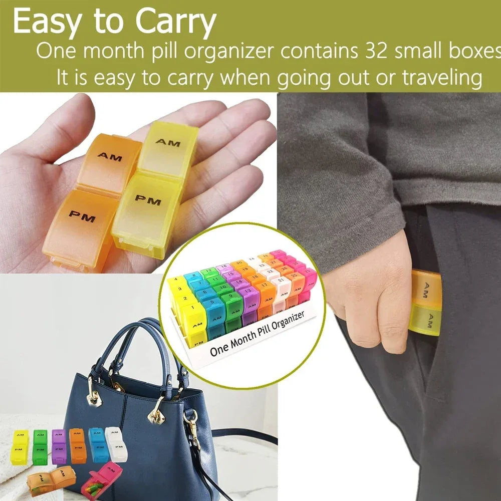 Monthly Pill Organizer, 2 Daily, AM/PM, 30 Day Pill Box