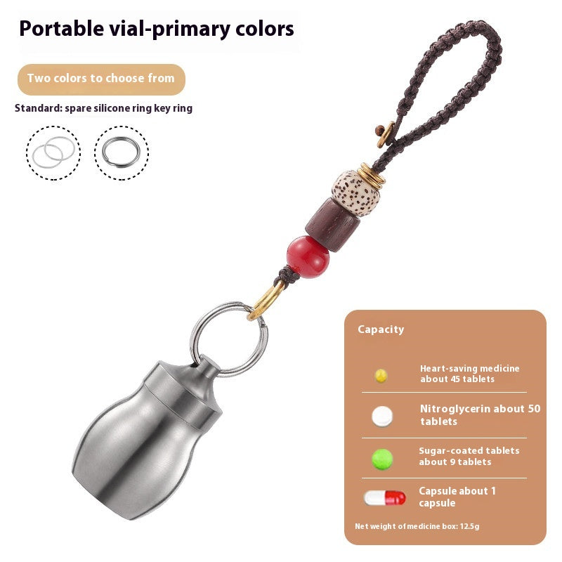 Portable Small Medicine Bottle, Heart-Saving Pill Bottle, Titanium Alloy Portable Medicine Bottle