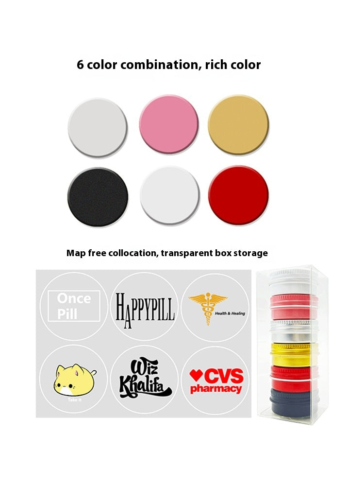 Mini portable pill box, aluminum alloy pill box 6 pieces