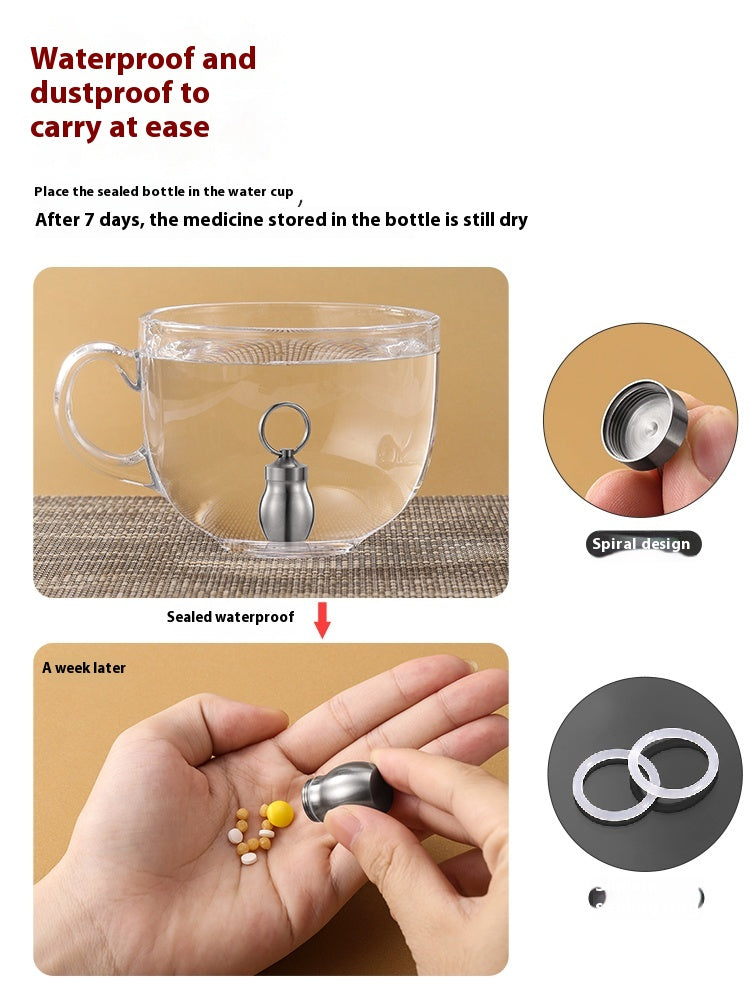 Portable Small Medicine Bottle, Heart-Saving Pill Bottle, Titanium Alloy Portable Medicine Bottle