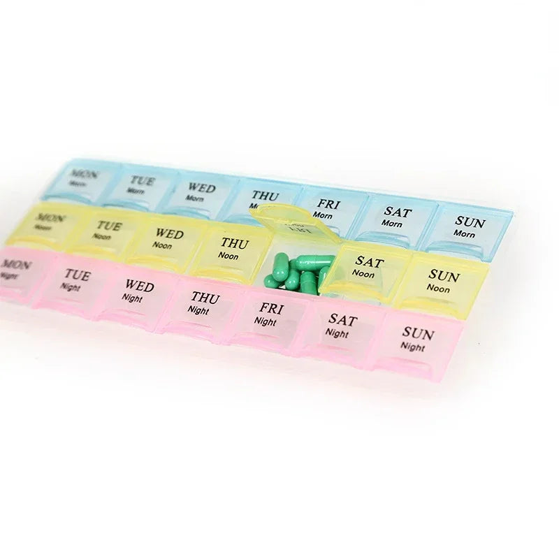 Portable travel pill box 7 day pill box 3 times a day Pill case morning, noon and night