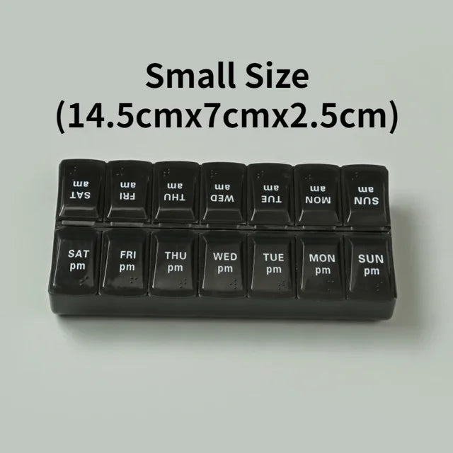 New weekly portable travel pill box 7 days 14 compartments AM and PM pill case
