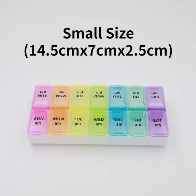 New weekly portable travel pill box 7 days 14 compartments AM and PM pill case