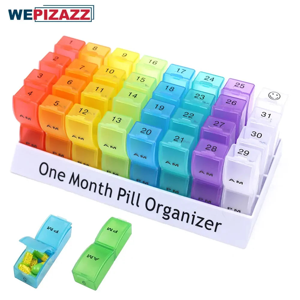 Monthly Pill Organizer, 2 Daily, AM/PM, 30 Day Pill Box